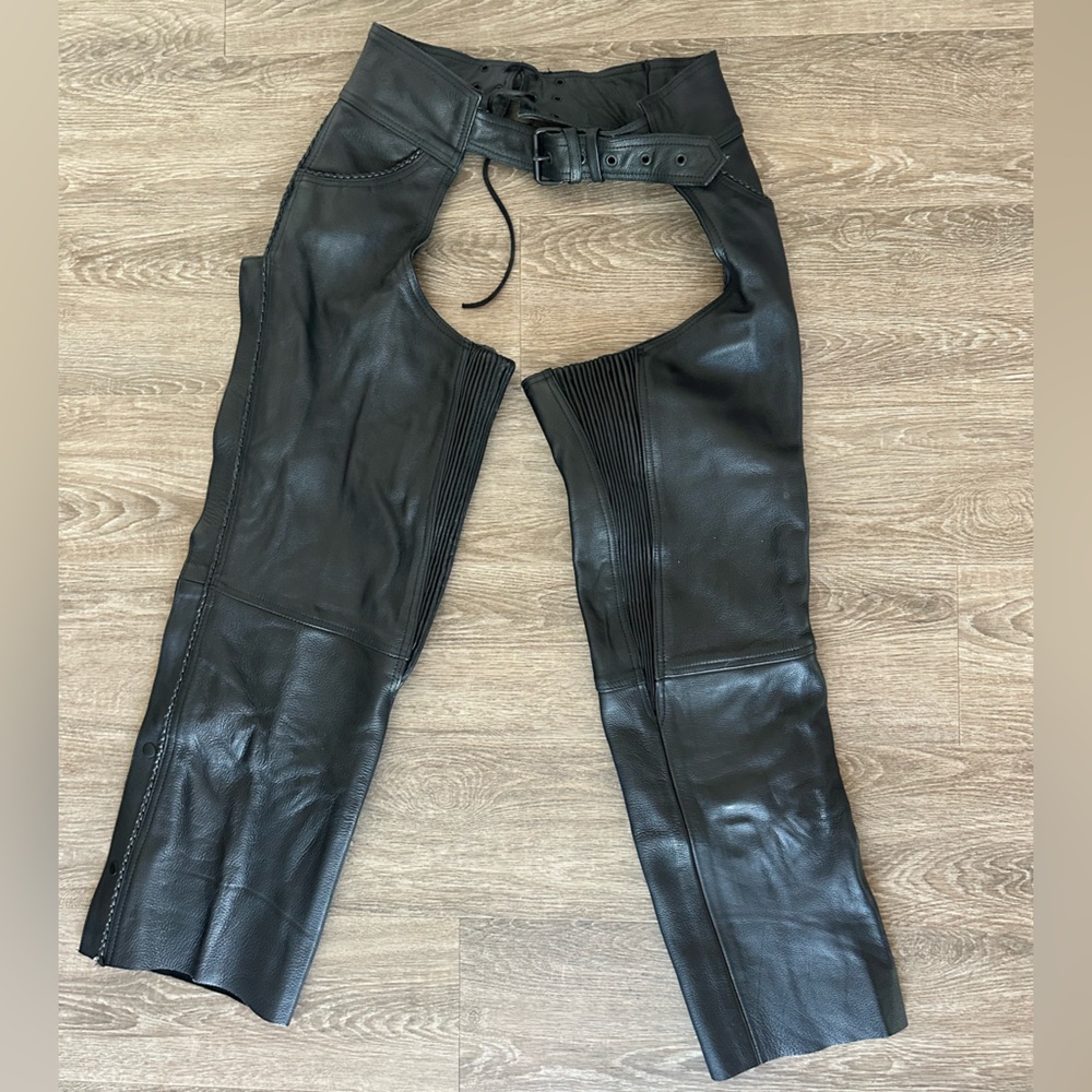 Black Boot Cut Leather Chaps Leather King